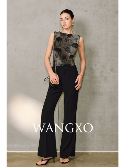 WANGXO | Flat Draped CE-Style Supermodel-Proportioned Retro Flared Pants -RUEI