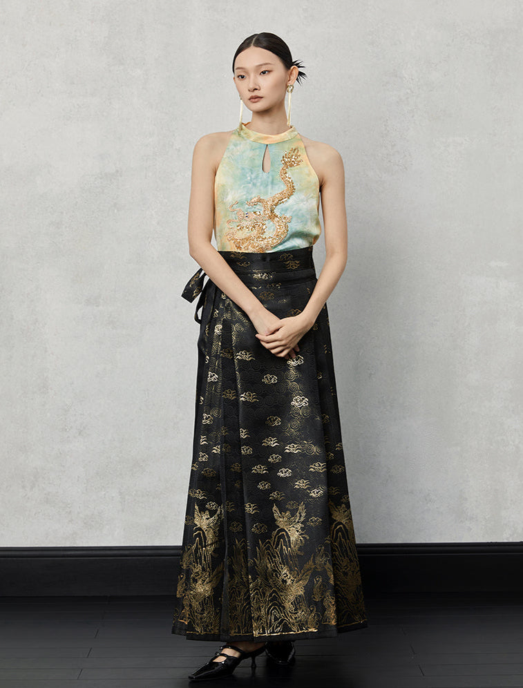 HECO silk tie-dye jacquard vest camisole top women - grat.