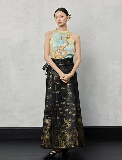 HECO silk tie-dye jacquard vest camisole top women - grat.