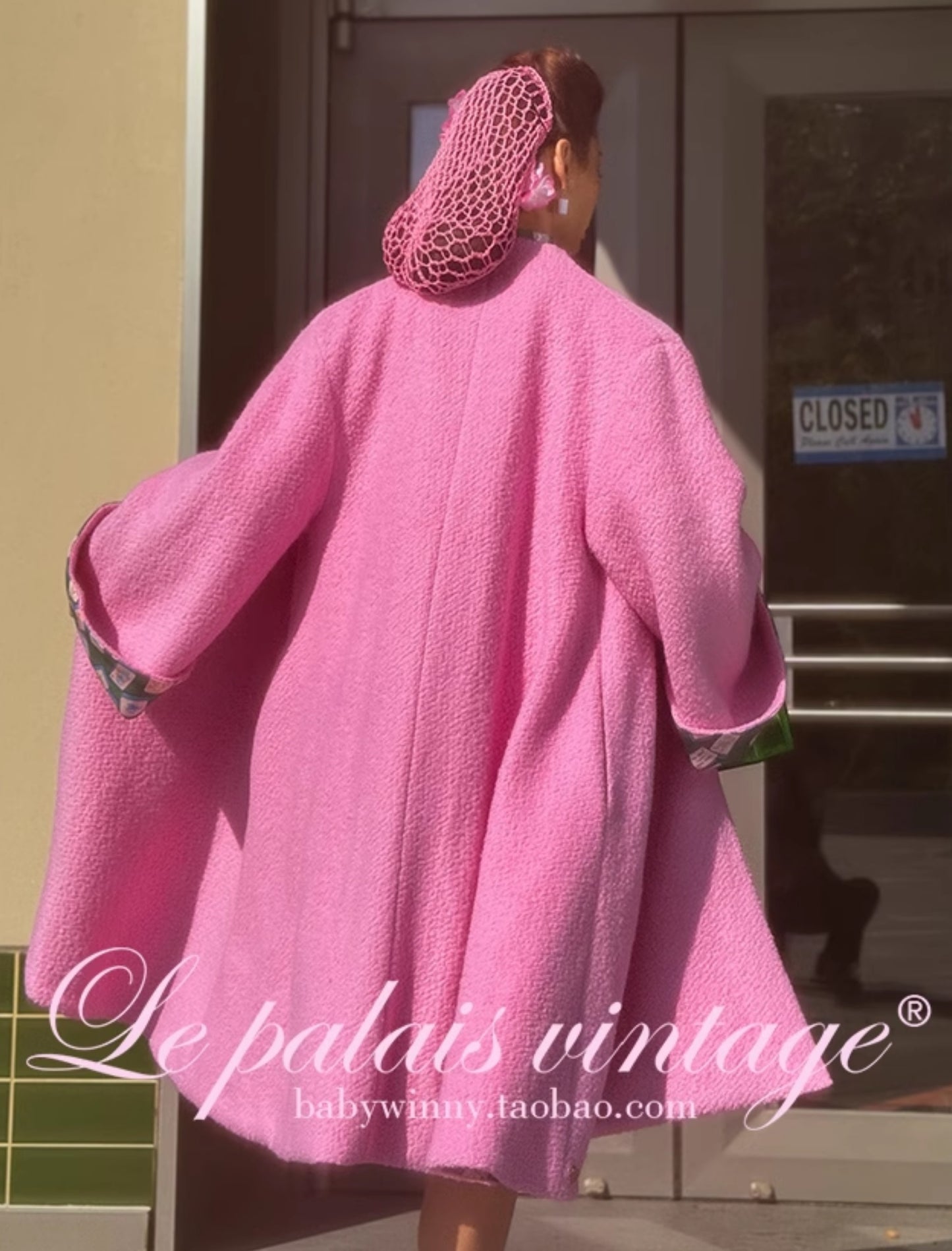 le palais vintage Hong Kong pink , green silhouette A-line jacket-SHEA.