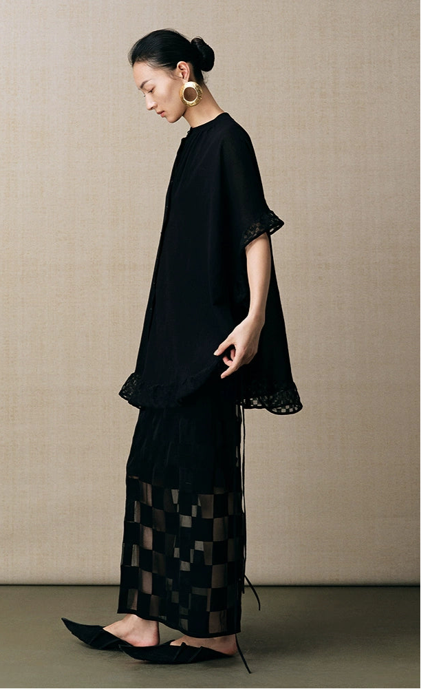 ZHUCHONGYUN summer new black spliced straight skirt--NAMIKAJE.