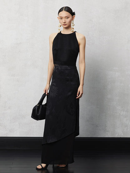 HECO acetate tulle high waisted cascading long skirt summer - lion.