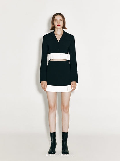 ATELIER MISS LU hem ribbon design contrast mini-A-line skirt - STEPHANIE.