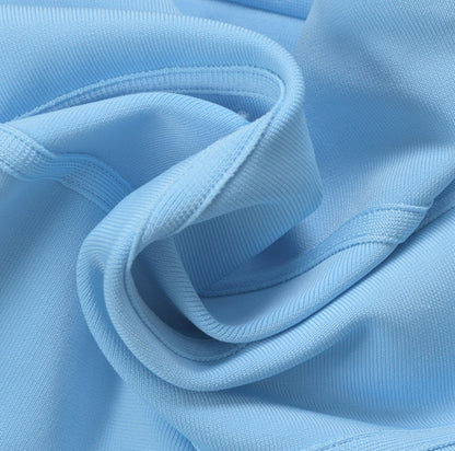 DOLLY Elegant Blue Deep V-Neck Sleeveless Knitted Body Hug Party Dress-KAREN