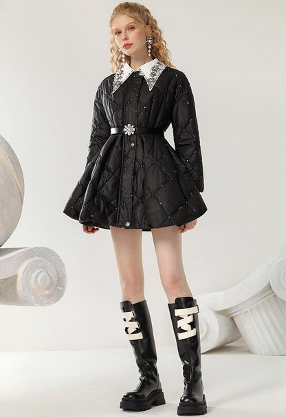 CHECOCRE Elegant Winter Contrast Heavy Industry Bead Flower Doll Collar Girl Design - VINCE