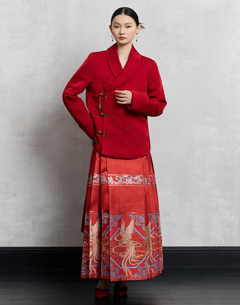 HECO Loose Butterfly Dark Grain Jacquard Thick Jacket - essie.