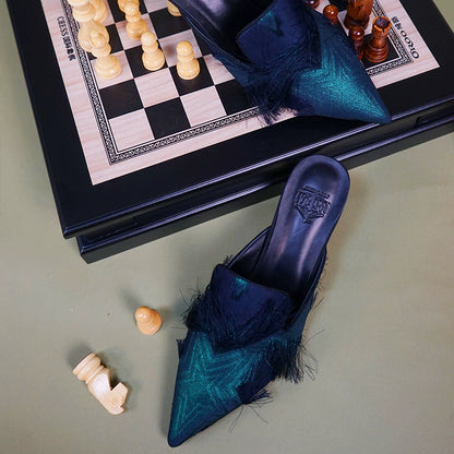 B-FEI Elegant Kitten Heel Slippers-NIKO.