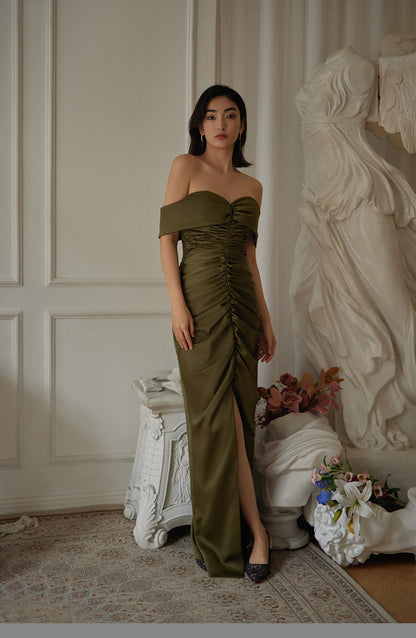 GOUDIN satin light luxury evening dress-SUWA.