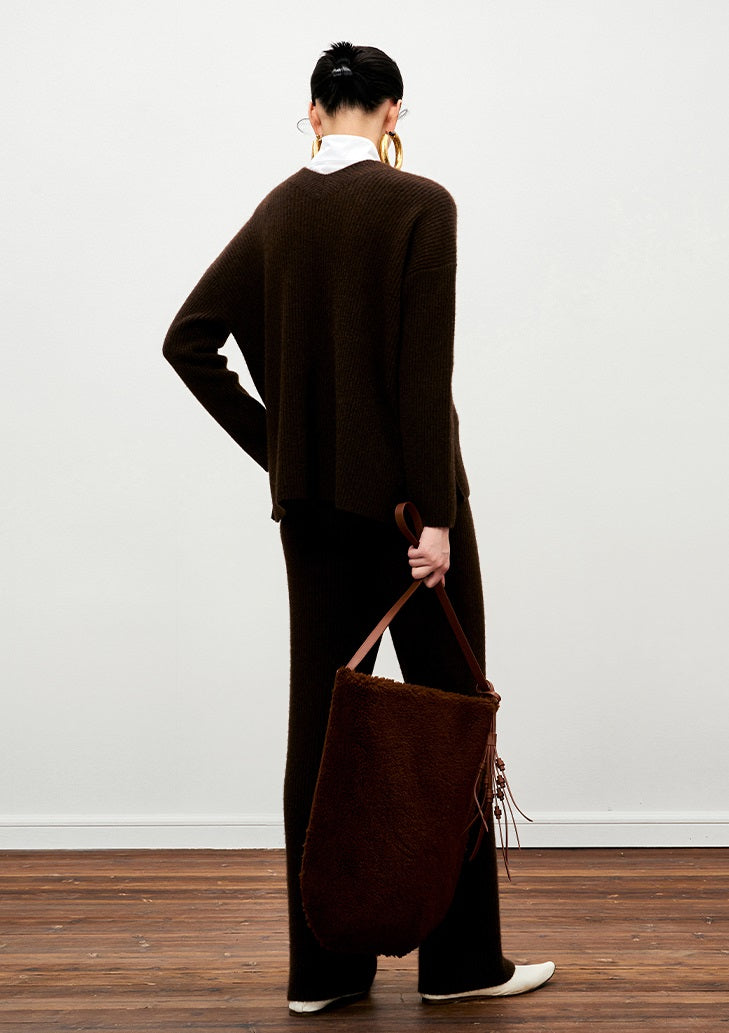 ZHUCHONGYUN Winter Slim Fit Yak Fleece Knitted Pants--FUDOU.