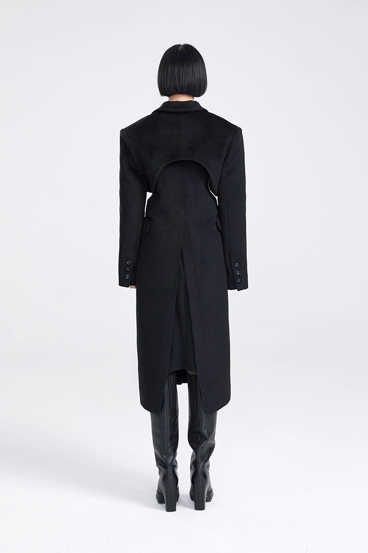 TINY IN two-piece cut-out black woolen coat-PRE