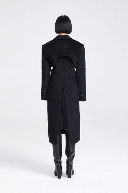 TINY IN two-piece cut-out black woolen coat-PRE