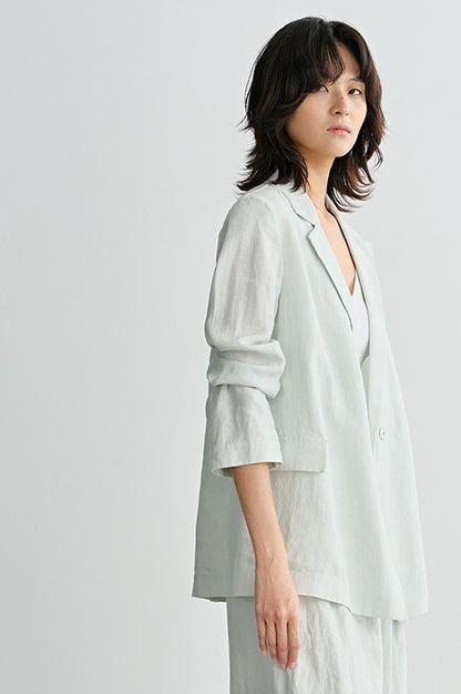 COMME MOI Lv Yan designer summer high-tech linen suit - GRACE.