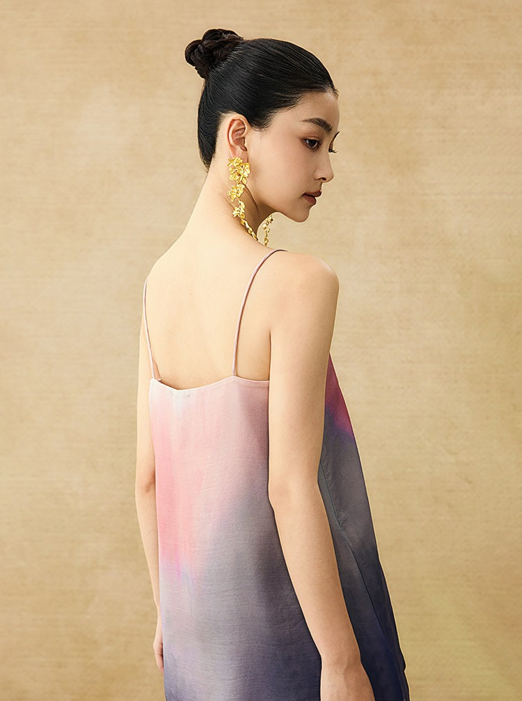 HECO Chinese Style Smudge Human Silk Camisole Cool and Breathable Seaside T - PALM.