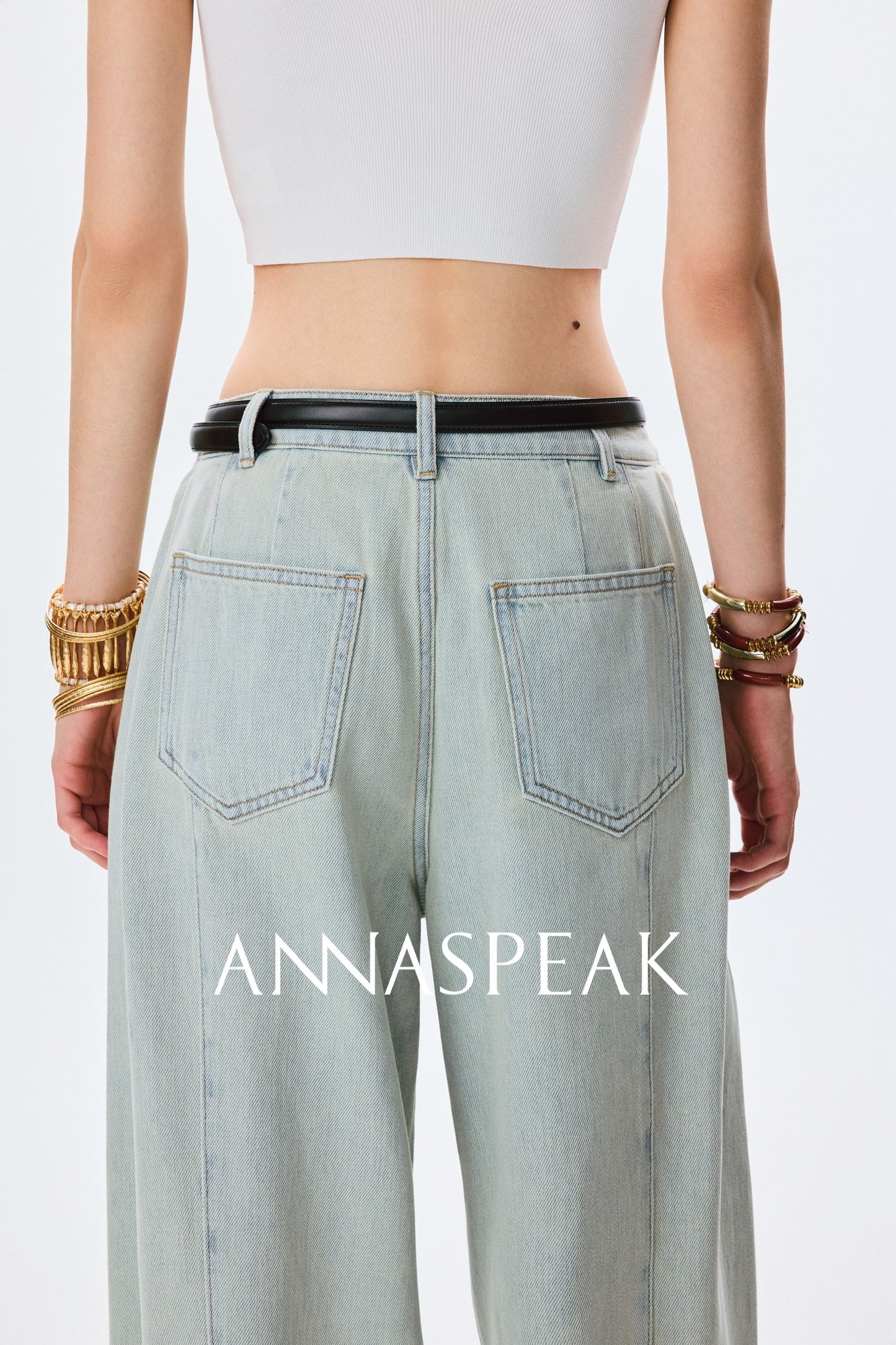 ANNASPEAK fashionable  cotton loose jeans-CHISA.