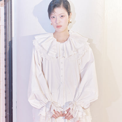 FAME flower embroidered lapel top loose jacket - CADEN