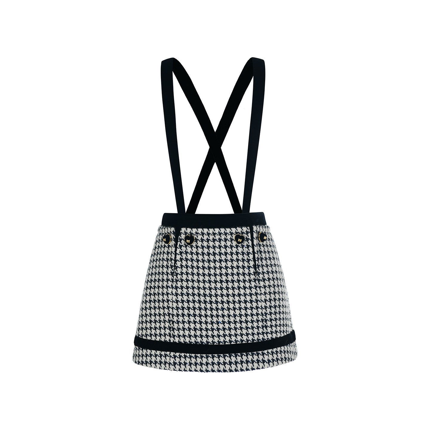 FAME retro playful houndstooth strap A-line short skirt - ASTRID