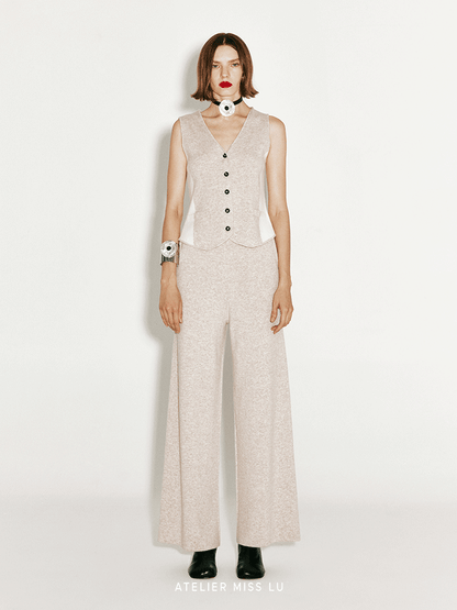 ATELIER MISS LU Fall/Winter cashmere and wool-blend wide-leg straight-leg pants- FIADH