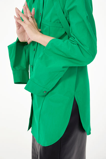 TINY IN double-collar design silhouette 3d green Shirt-JOJO