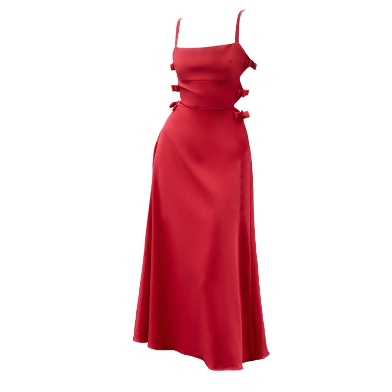 GOUDIN Toast luxury red sleeveless dress-SIMA.