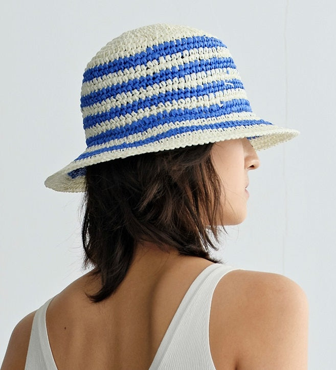 COMME MOI  summer straw bucket hat visor - ELLIE.
