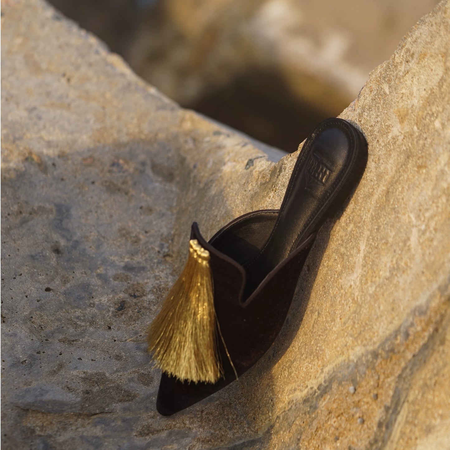 B-FEI Pointed Toe Flat Mules Gold Slippers-LEE.