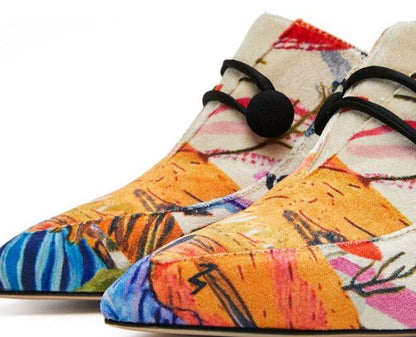 B-FEI elegant mules slippers fashion printed mid-heel and thick heel-JART.