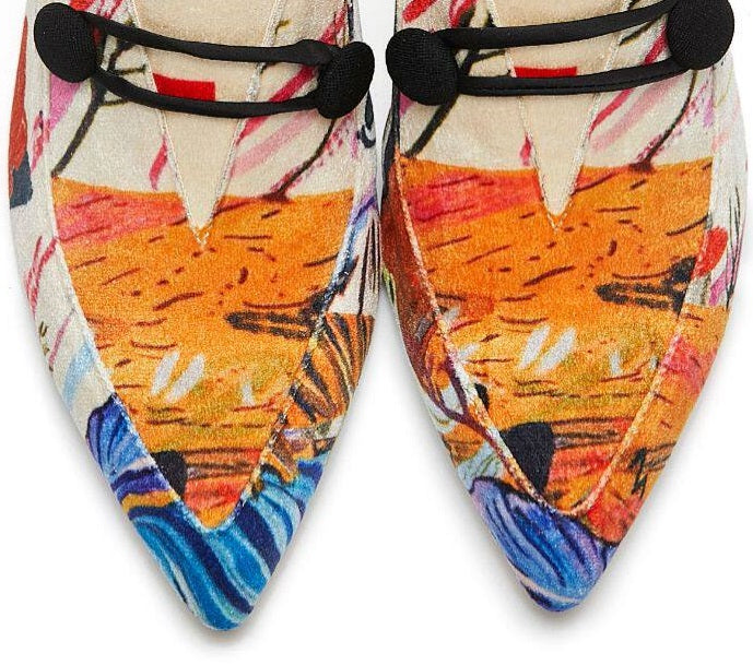 B-FEI elegant mules slippers fashion printed mid-heel and thick heel-JART.