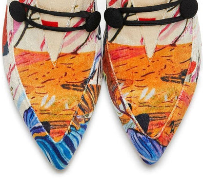 B-FEI elegant mules slippers fashion printed mid-heel and thick heel-JART.