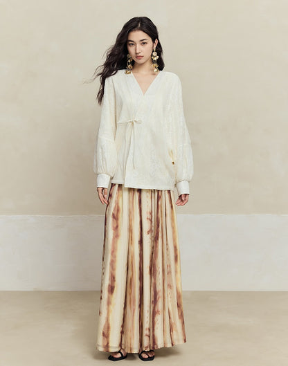 HECO Dolman Sleeve Mesh Lace Embroidery Shirt Top Women - hey.