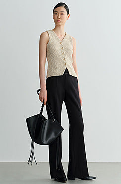 COMME MOI Lv Yan designer spring women's V-neck floral yarn knitted vest - EDEN.