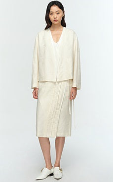 COMME MOI Lu Yan designer's new women's silk wool jacquard overlapping straight skirt - LIAM .