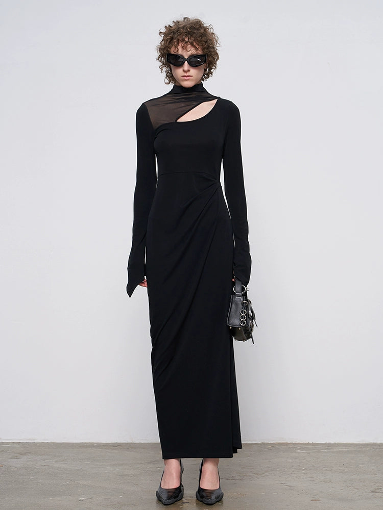 ANNAKIKI Black Acetate Four-pointed Star Sleeve Dress-BRUNO