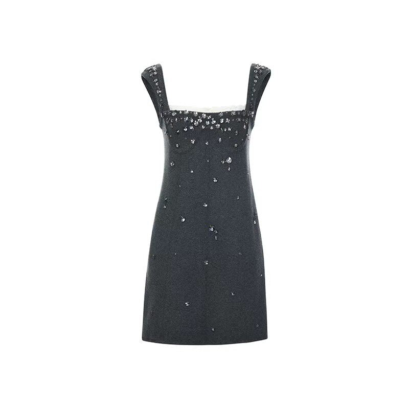 FAME Winter Gray Woolen Micro A line Dress - LANDON