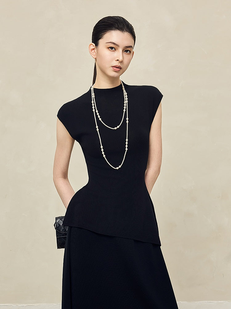 HECO Shoulder Sleeveless Oblique Hem Top - SABO.