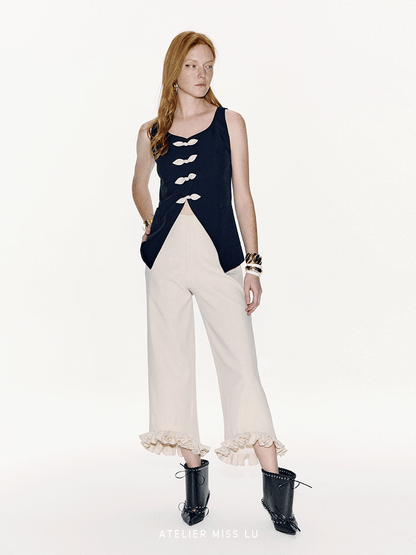 ATELIER MISS LU spring/summer Contrasting Ribbon Waist-cinching Vest - MEGAN.