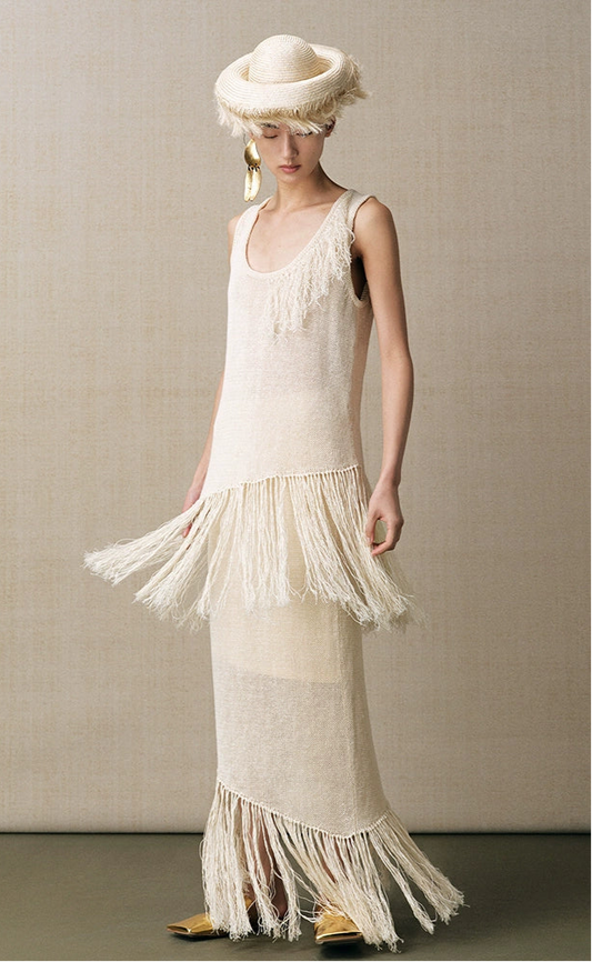 ZHUCHONGYUN irregular linen knit straight skirt - MOROW.
