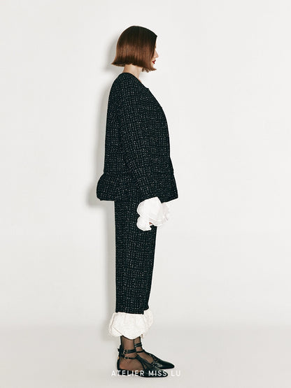 ATELIER MISS LU autumn three-dimensional bud hem tweed coat - LUCINDA