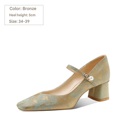 PJJUU Hanfu Mary Jane High Thick Heels - THRONE.