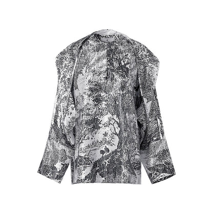 ZHUCHONGYUN bronzing fiber satin loose straight pants and top outfit set-SKYE.