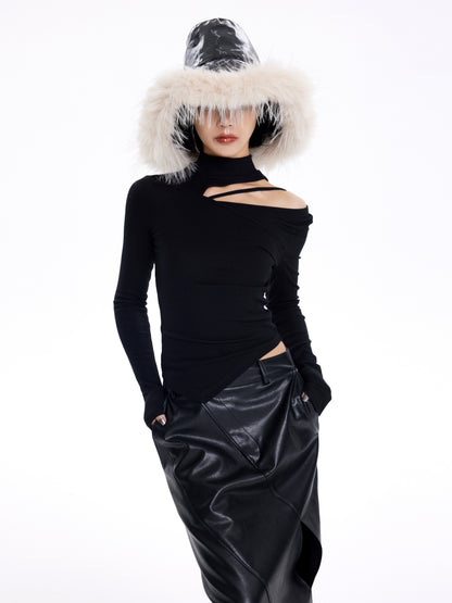 TINY IN irregular cut-out off-the-shoulder long-sleeved top-DIMO