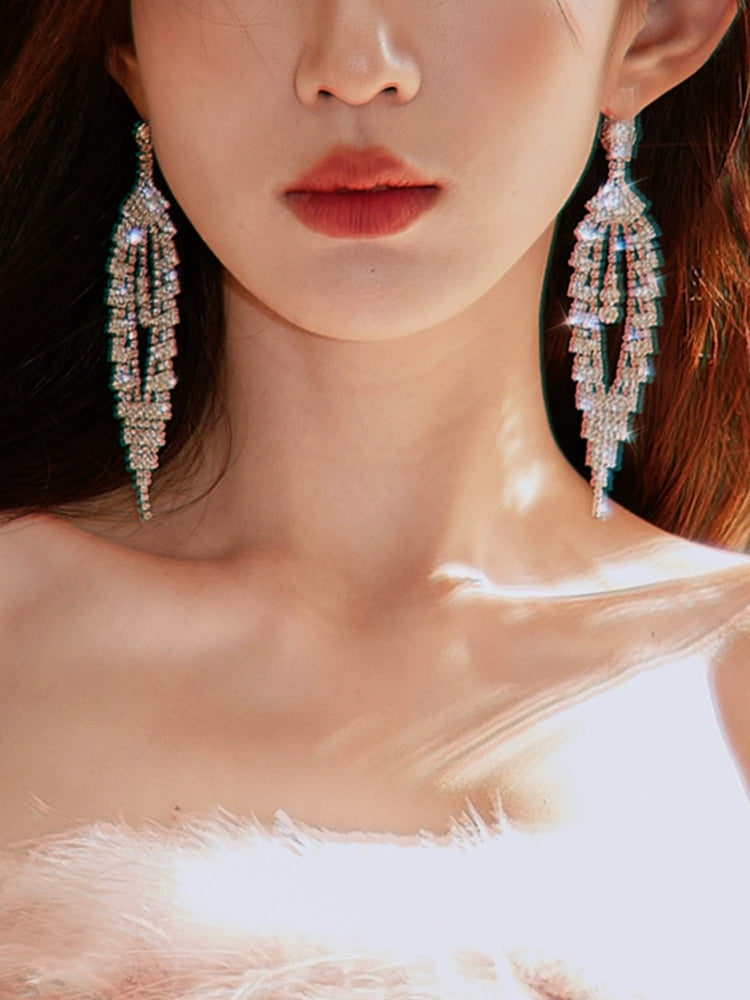 DOLLY Luxury Sparkling Full Diamond Chic Tassel Earring-CAROL