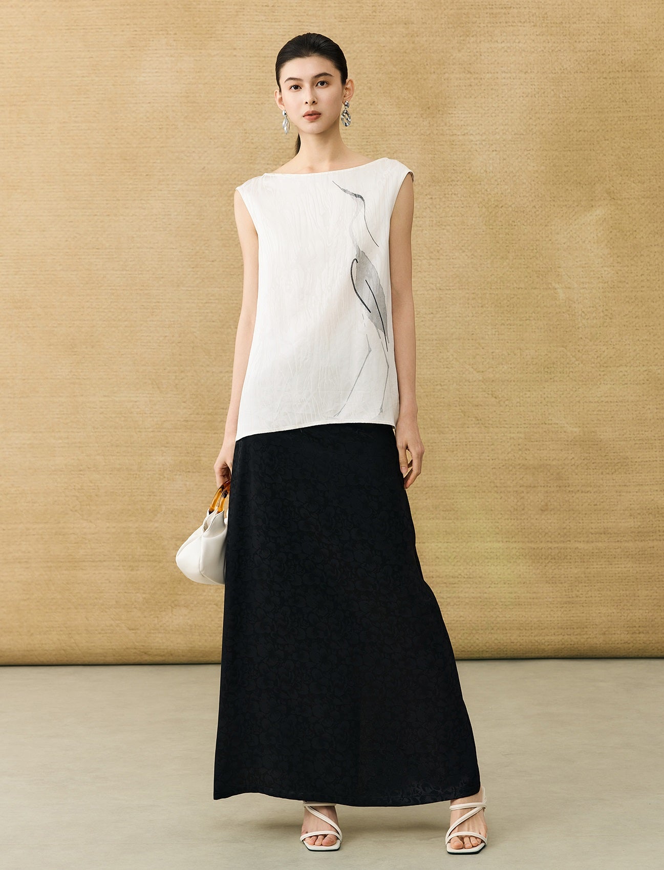 HECO Chinese style crane print top - LIVES.