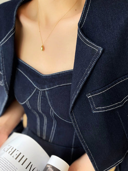 Aconiconi Luxury Blue Denim jacket - Poetry from the Other Shore