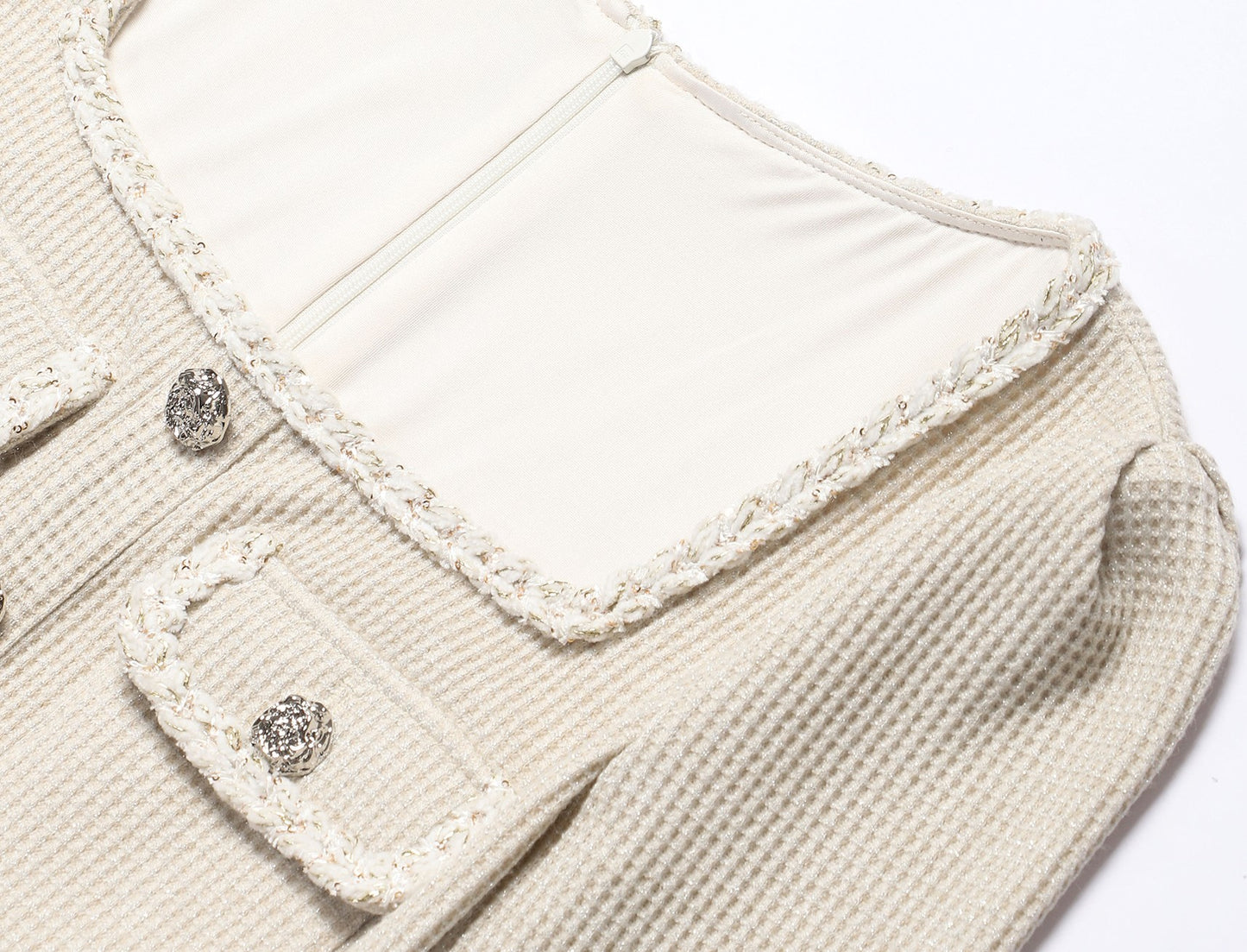 WANGXO | Starlight Special Woven Waffle Texture Lotus Leaf Edge Layered Dress -NYLA.