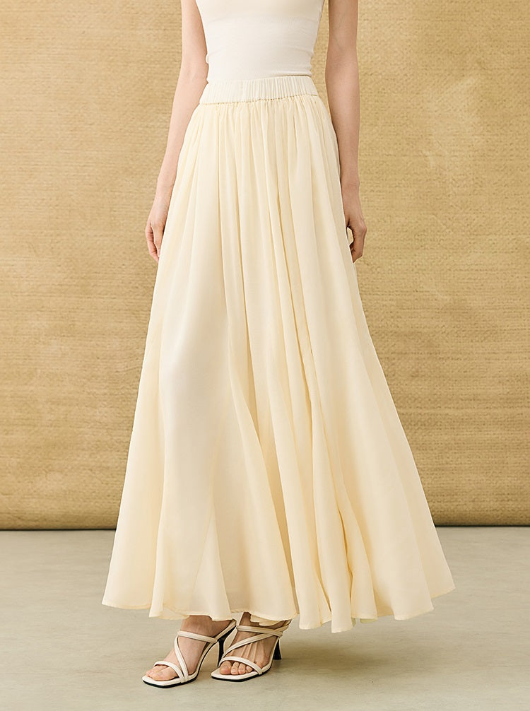 HECO Chinese Solid Color Large Swing Waist Slimming Mermaid Skirt - STARS.