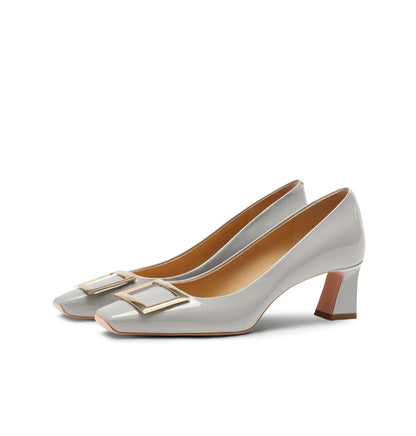 Pjjuu French r Square Toe v Block Heels - EASY