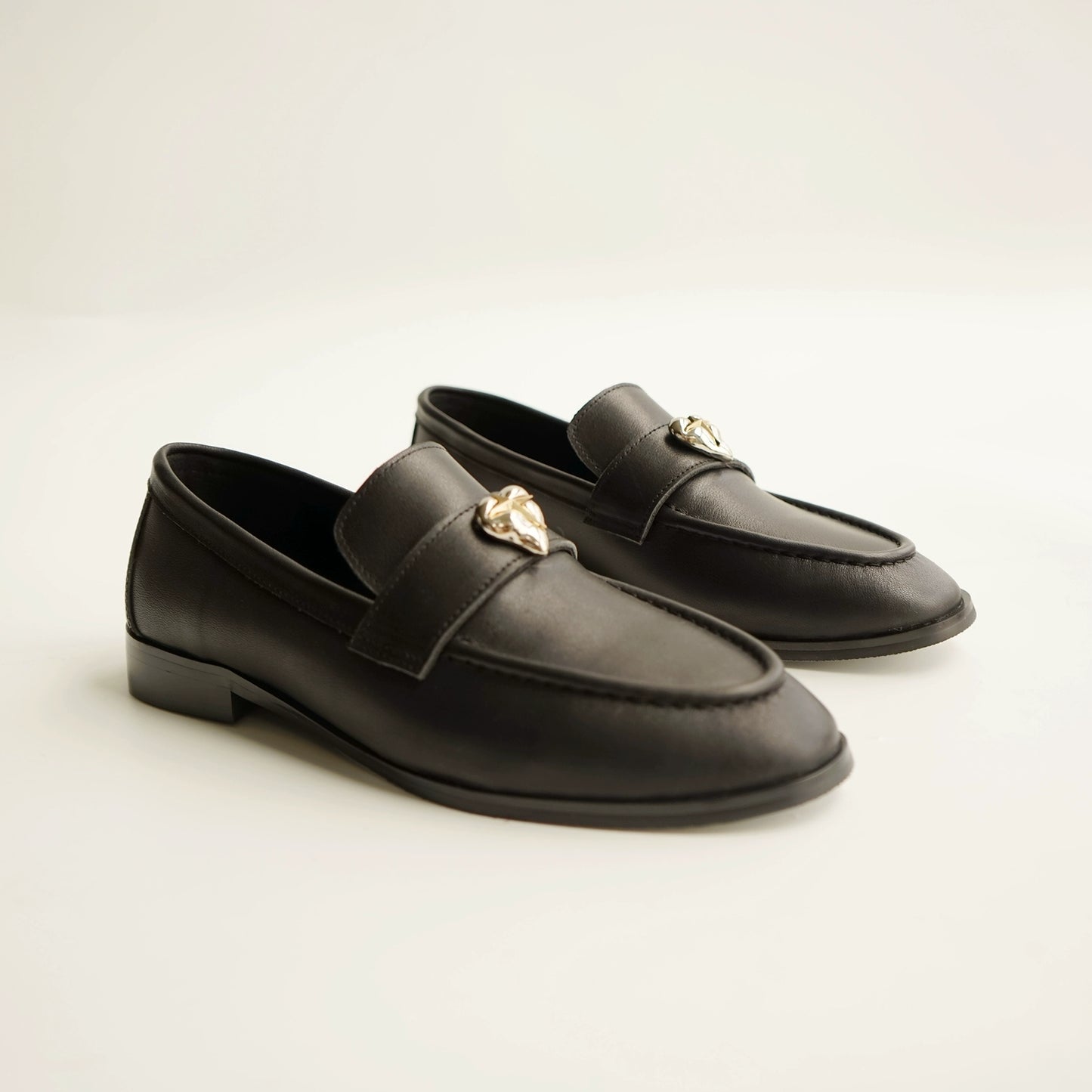B-FEI classic black leather round-toe shoes-CHOJI.