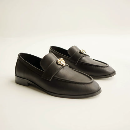 B-FEI classic black leather round-toe shoes-CHOJI.