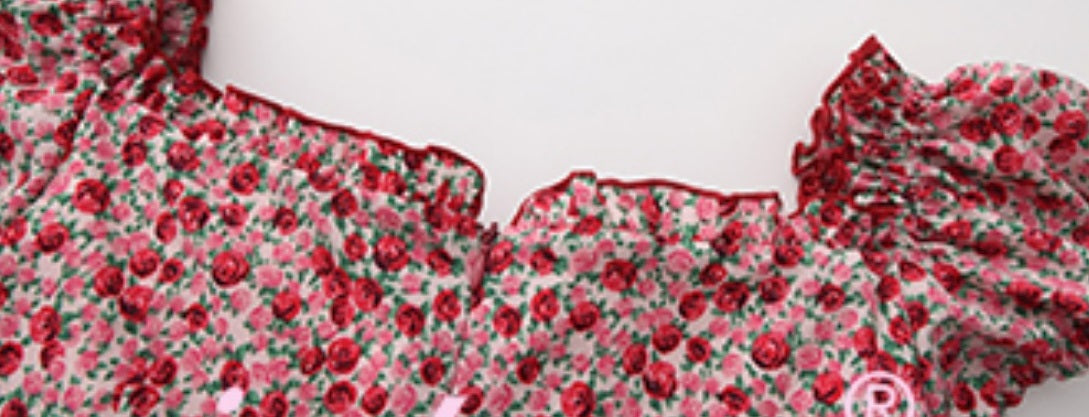 Le Palais Vintage Red Floral Off-the-Shoulder Slim One-Piece Shorts-NOSHIMA.