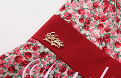 Le Palais Vintage Red Floral Off-the-Shoulder Slim One-Piece Shorts-NOSHIMA.